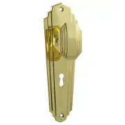 Original Art Deco Knob Lock Set, Polished Brass
