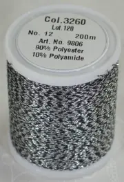 Madeira Glamour 12, #3260 - Antique Silver 200m Metallic Embroidery Thread