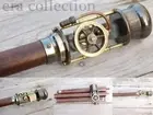 Vintage Brass Retro Style Live Steam Engine Model Wooden Walking Stick Designer