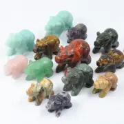 Raw Natural Quartz Crystal Polar Bear Hand Carved Skull Animal Sculpture Healing