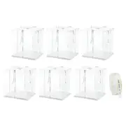 Clear Cake Box with Ribbon, 6Pcs 13"x13"x15" for 12 Inch Cake Packing (White)