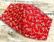 Face Mask 3 Layers - Red - Reusable & washable with filter pocket