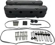 1 Pair 2pcs/Set Valve Cover Black Finned Vintage Hidden Cast Aluminum Valve Cover with Coil Mounts Compatible with Chevy LS LS1, LS2, LS3, LS6, and LS7 Engines.