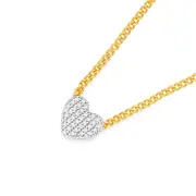 9ct Gold Diamond Small Pave Heart Pendant