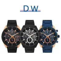 在飛比找PChome24h購物優惠-日本DW D3216 環遊地球真三眼計時鐵帶手錶