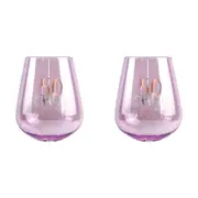 2PK 50th Birthday 13cm/600ml Stemless Wine Glass Cocktail Cup w/ Rose Gold Decal