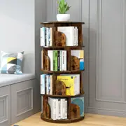 Sanctuary 360-degree Rotating 4 Tier Display Shelf Bookcase Organiser (Rustic Wood)