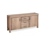 Buffet Sideboard in Oak Colour Constructed with Solid Acacia Wooden Frame Storage Cabinet with Drawers