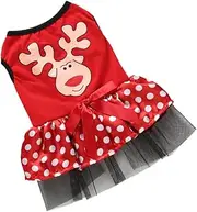 ERINGOGO Christmas Dog Dress for Pets Elk Pattern Skirt Lightweight Comfortable Pet Clothes for Holiday Parties for Dogs Cats Adorable Festive Outfit