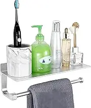 EZONEDEAL Aluminum Wall Mounted Toilet Paper Holder Stand- Adhesive Toilet Roll Holder Storage with Mobile Phone Storage Rack,Bathroom Accessories,Kitchen roll Holder - Kitchen Paper Towel Holder