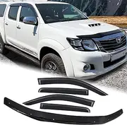 SUERAUTO4X4 Bonnet Protector Weathershields for Toyota Hilux N70 2011-2015 SR5 SR WorkMate Vigo Accessories, Tinted Black Bonnet Stone Hood Guard Weather Shields Sun Rain Wind Deflector Window Visor