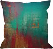 HGOD DESIGNS Abstract Throw Pillow Cover,Vintage Feeling Aged Texture with Color Blue Cyan Yellow Red Purple Pink Decorative Pillow Cases Linen Square Cushion Covers for Sofa Couch 18x18 inch