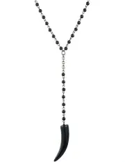 [Cudworth] Acrylic Sharks Tooth Pendant on Alloy & Black Plated Ball Chain in Black