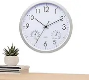 MINUSE Garden Outdoor Silent Wall Clock, Waterproof Clock with Thermometer Hygrometer, 12 Inch Vintage Elegant Decorative Wall Clock, A Clock Suitable For Terrace, Garden, Bedroom