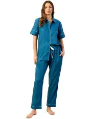 [Wanderluxe Sleepwear] Azure Pyjama Set Short in Teal