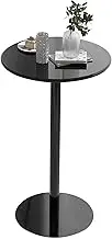 Round Bar Height Table with Metal Base, End Table Coffee Table 15.7"/ 18.9"/ 23.6" Indoor Outdoor Furniture Table for Living Room Dining Room Kitchen Pub Counter - Black(48x72cm)