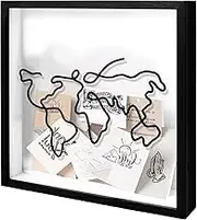 Journey Keepsake Box, 12-Inch Shadow Box Frame, Travel Memories Keeper, Expedition Collector Box, Ticket Stub Holder, Top Loading Display Case for Pictures, Souvenirs, Postcards (Black)