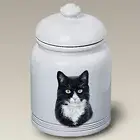 Tuxedo Black/White Cat Ceramic Treat Jar