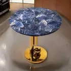 Round Sodalite Stone Coffee Table Top Handmade Corner Table Top Home Decors