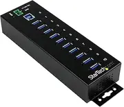 StarTech 10-Port USB 3.0 Hub - 5Gbps - Metal Industrial USB-A Hub with ESD & Surge Protection - DIN Rail, Wall or Desk Mountable - TAA Compliant