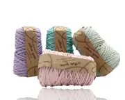 bulk 12 Macrame Cotton Yarn 72Mtrs 4mm 400G Pastel 4 Assort Knitting