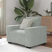 Sofa Chair Light Grey Velvet Comfy, Living Room Lounge Use, Small Single Chair for Room, Bed, Couch & Floor Relaxation - 60 cm