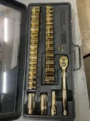 Popular Mechanics 22k Gold Plated Socket Set 33pc Standard And Metric NEW