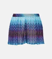 [Missoni] Missoni Zig Zag lamé wide-leg shorts UK 16 blue
