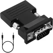 HDMI to VGA Adapter, HDMI Female to VGA Male Converter with Full HD 1080P Video Output Stereo for Monitors, TVs, Laptops, PCs, Projectors (Black)