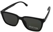 Kenneth Cole Reaction Mens Soft Square Shiny Black Sunglass KC1434. 1N