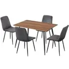 1 Dining Table and 4 Chairs Set Grey Velvet -GYX4