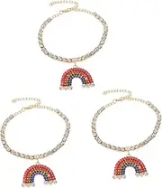 [DIYEAH] 2 Pcs Rainbow Pendant Anklet Decorative Anklet Ornaments Beach Ornaments Rainbow Charm Anklet