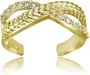 [Hoops & Loops] Sterling Silver Cubic Zirconia Braided Infinty Toe Ring