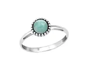 Silver Genuine Amazonite Green Stone Ring for Women