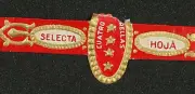 70T-VITOLA Antigua-Old Cigar Band-Marca CUATRO ESTRELLAS, SELECTA HOJA