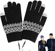[Quzente] USB Heated Gloves, Full Fingers Heating Warm Heated Gloves, Thermal Touch Screen Gloves Warm Winter Gloves For Outdoor Sports Mountaineering Skiing Electric Vehicle - Black