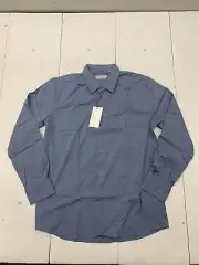 Fahizo Mens Blue Long Sleeve Button Up Shirt Size Large