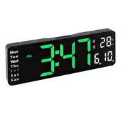 13 Inch Digital Alarm Clock LED Wall Mounted Clock Desk Clock with Temperature Calendar