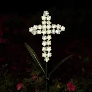 Solar Cross Garden Stake Outdoor Lights, 40 Inch Solar Powered Cross Lights Stak