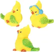 GLEAVI 3PCS Cute Cartoon Parrot Micro Landscape Birds Ornament for Home and Office Decor Resin Miniature Bird Figurines for Indoor Garden Decoration Engaging Whimsical Touch