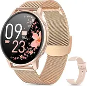 Smart Watches for Women, 2024 All-New SmartWatch for Android Phones and iPhone with Stainless Steel Band, 3ATM Waterproof Fitness Tracker with Sleep, Heart Rate, Blood Oxygen Monitor