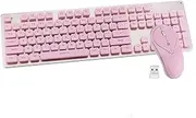Rechargeable 2.4G Wireless Keyboard and Mouse Combo, Luminous Mute Keyboard Mouse for Office Gaming Laptop PC Home Use (Pink with White Light)