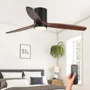 Solid Wood Ceiling Fans with Lights, 52 Inch Ceiling Fan with Light and Remot...