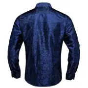 Trendy Men's Paisley Silk Long Sleeve Shirt Formal Tuxedo Wedding Blouse