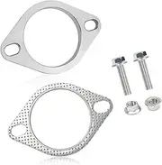 2 Inch Exhaust Flange Gasket Kit,Premium Stainless Steel Automotive Replacement Exhaust Flanges,Exhaust Repair Kit with Exhaust Manifold Gasket,Exhaust Bolts,Hexagon Nuts (2 Inch)