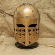 Medieval Knight Crusader Great Helm Metal Helmet Battle Armor Cosplay Halloween