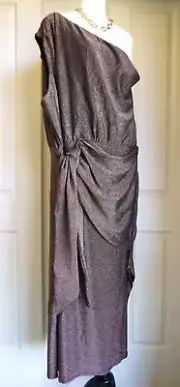 City Chic Dress Plus Size XL / 22 Midi Drop Shoulder Wedding Party Bronze