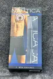Nautica Luxe Mens 3 Black/Gray Modal Boxer Briefs Underwear XL 40-42 $42 NIB
