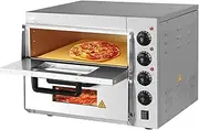 Commercial Pizza Oven, 16" Countertop Electric Pizza Oven Indoor,Stainless Steel Pizza Maker with Pizza Stone and Timer, for Hotel Restaurant Home Baked(Double-Layer)