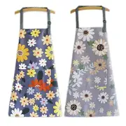 2 Packs Kitchen Bib Aprons for Women with Pockets Cute Sunflower Floral Blue